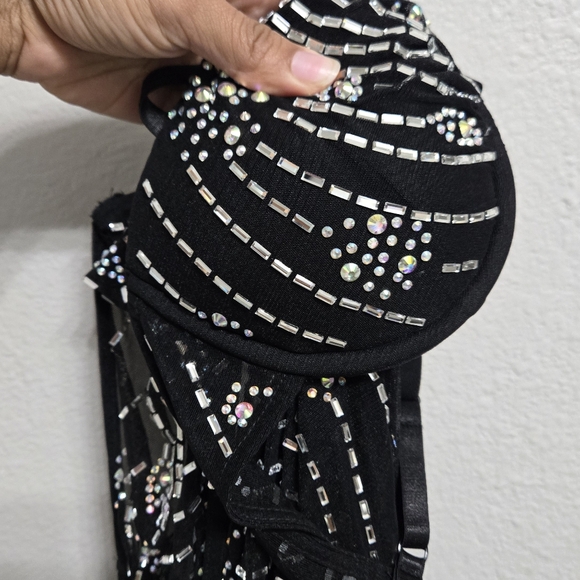 12th Tribe Valeria Black Rhinestone Maxi Dress - Picture 3 of 4